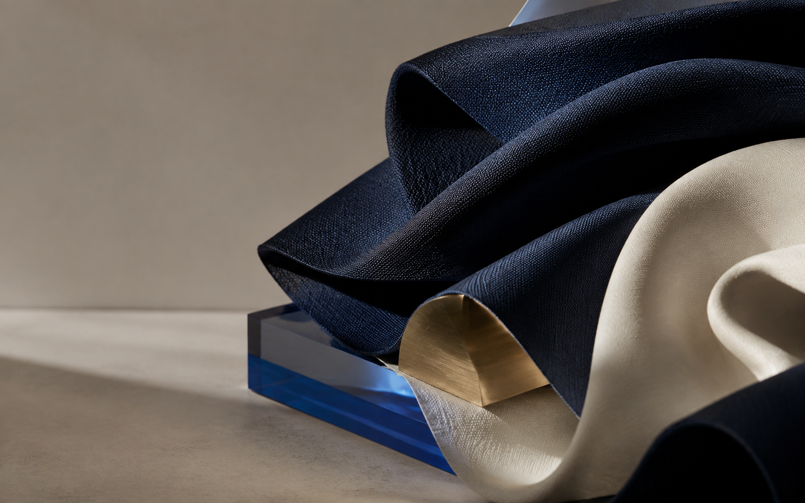 Abstract composition of textiles and precision materials